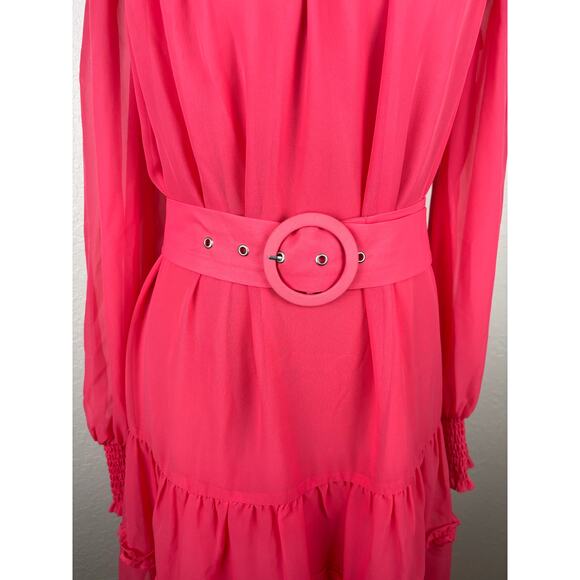 NWT BCBGeneration Pink Ruffle Off the Shoulder Dress Size 6 - Picture 7 of 11